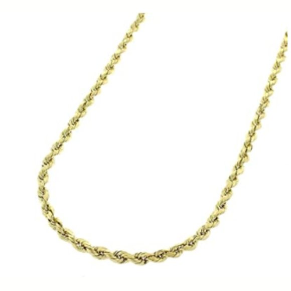 Real 10K Gold, 2mm Diamond Cut Rope Chain - Picture 2 of 2